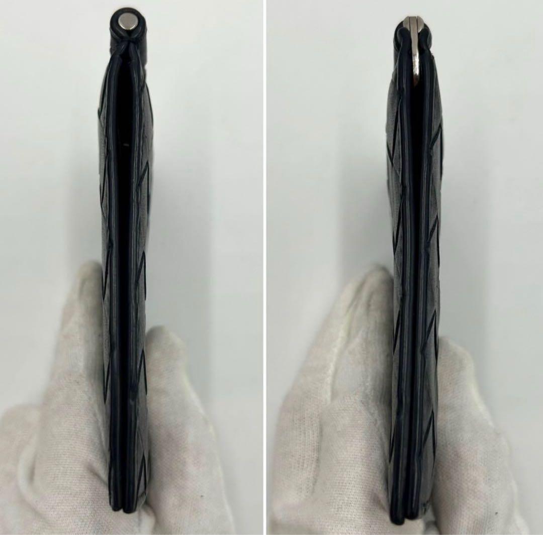 極美品　ボッテガヴェネタ　マキシイントレチャート　マネークリップ　ダークネイビー