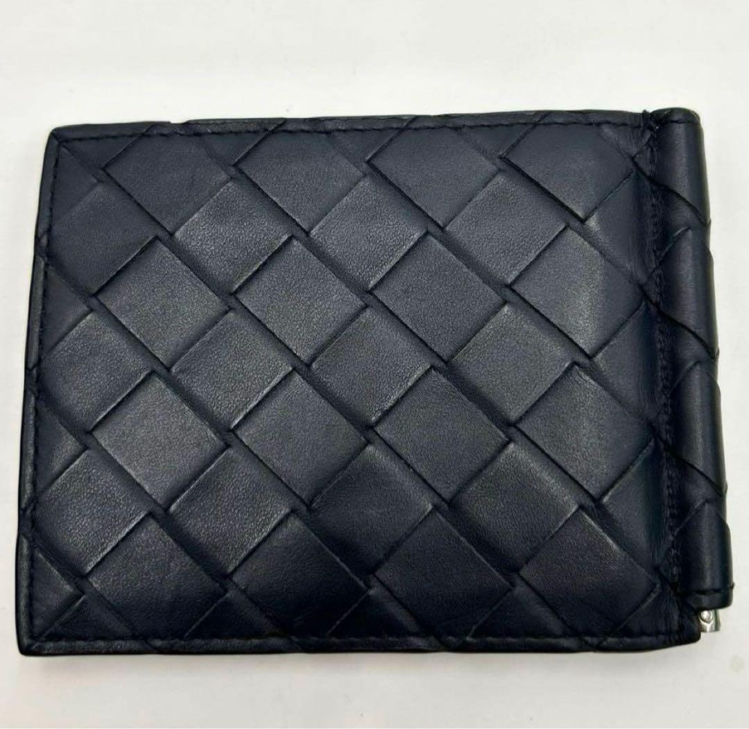 極美品　ボッテガヴェネタ　マキシイントレチャート　マネークリップ　ダークネイビー