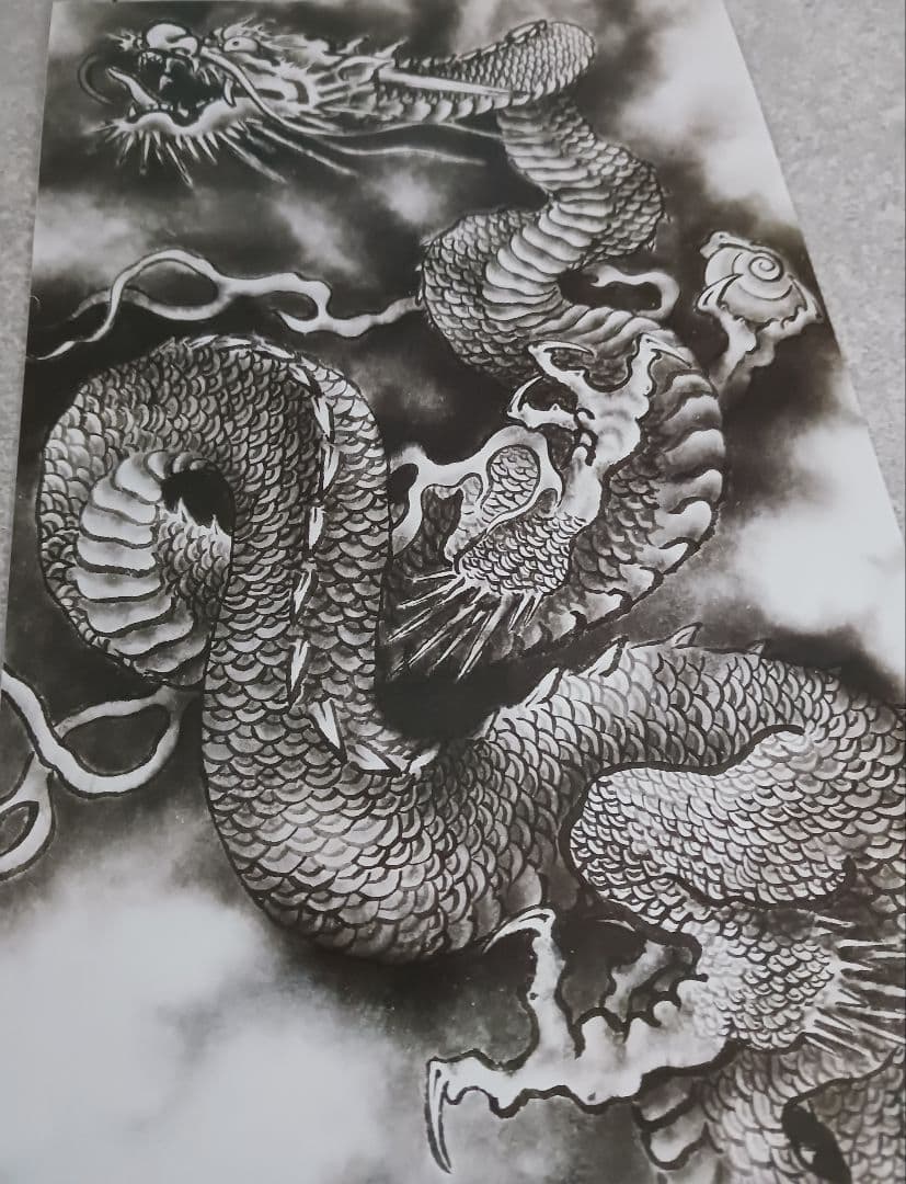 加藤龍山　日本画「福龍」と水墨画昇龍のポスターのセット