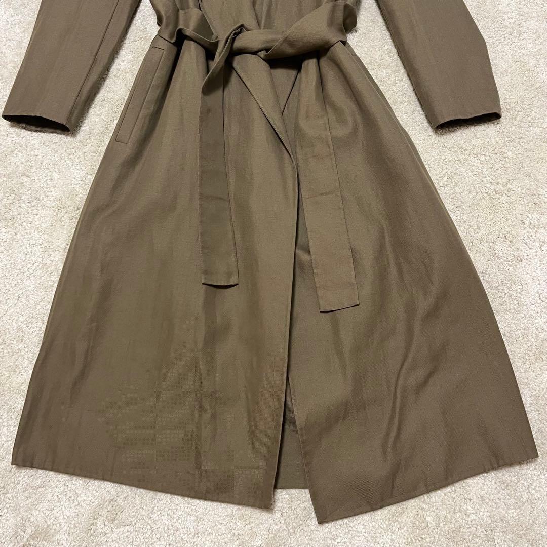 美品 ドゥロワー ロングコート ノーカラー トレンチ ベルト オーバーサイズ