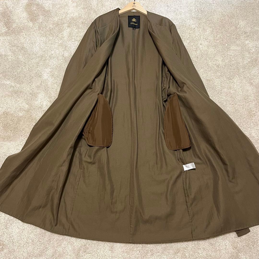 美品 ドゥロワー ロングコート ノーカラー トレンチ ベルト オーバーサイズ