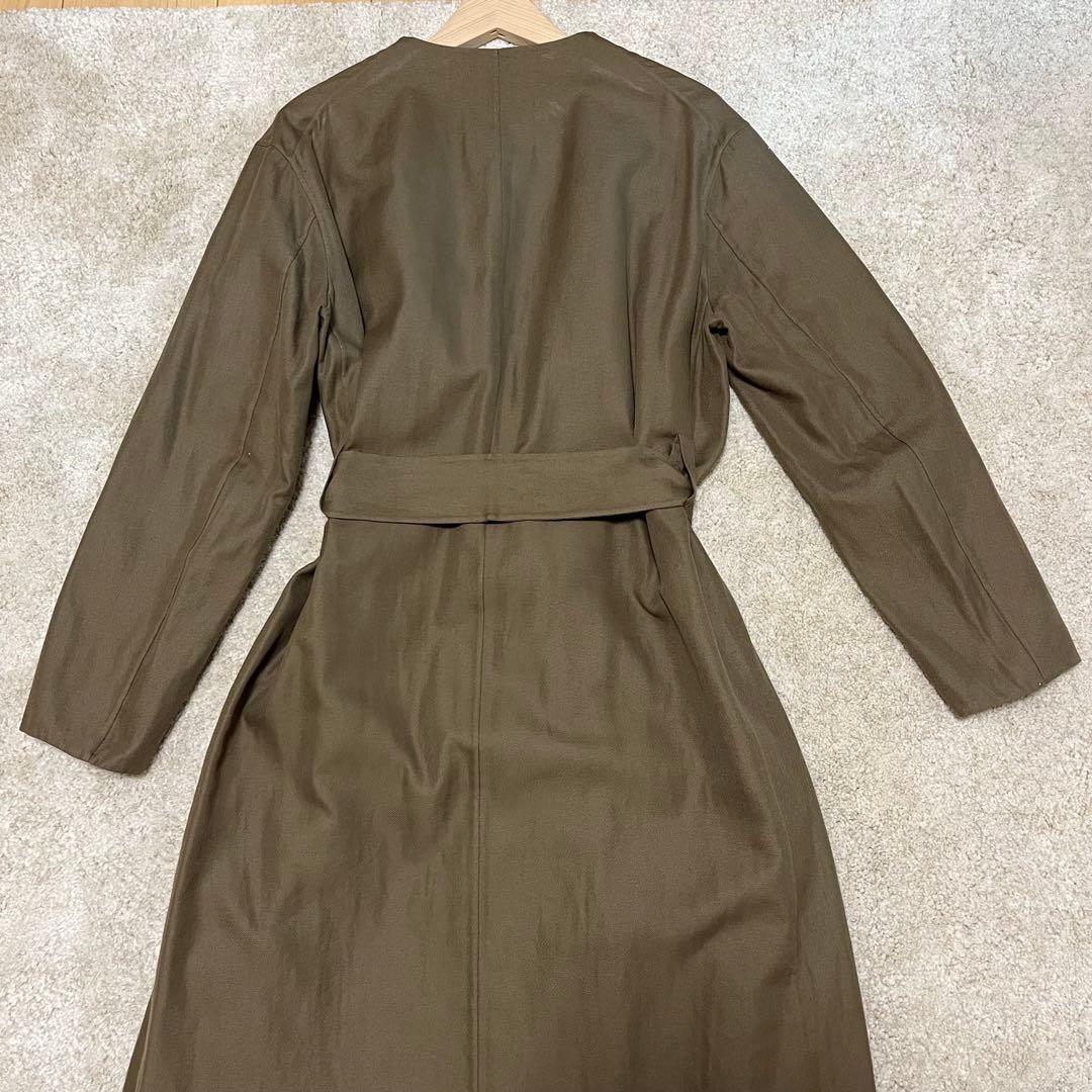 美品 ドゥロワー ロングコート ノーカラー トレンチ ベルト オーバーサイズ