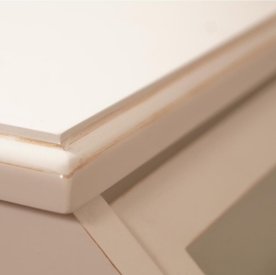 【新品】クラシカル　ガラスキャビネット　アンティークホワイト　収納 チェスト