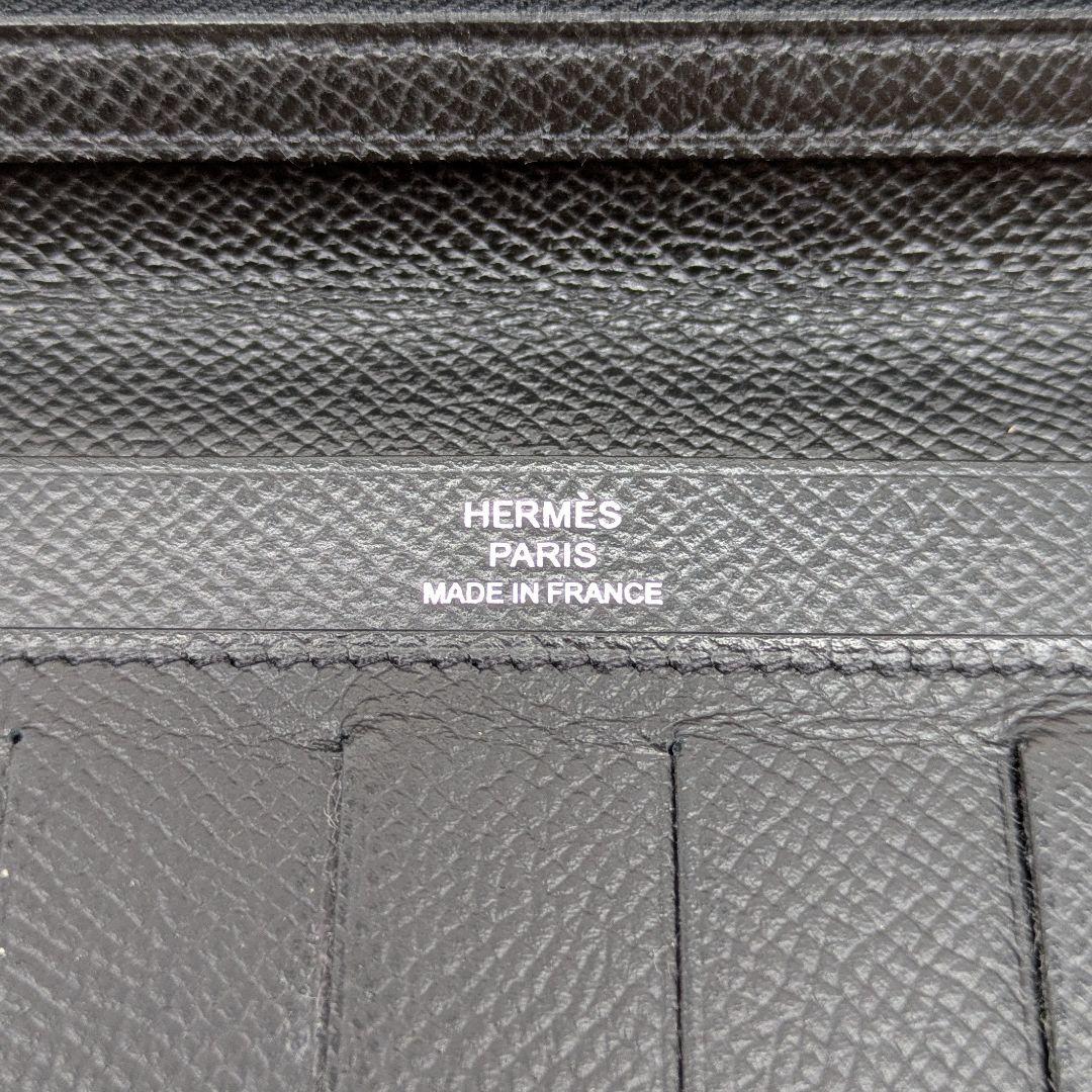 【箱/保証書付き未使用級】シチズンツイルロング エルメス 長財布 2つ折り 黒