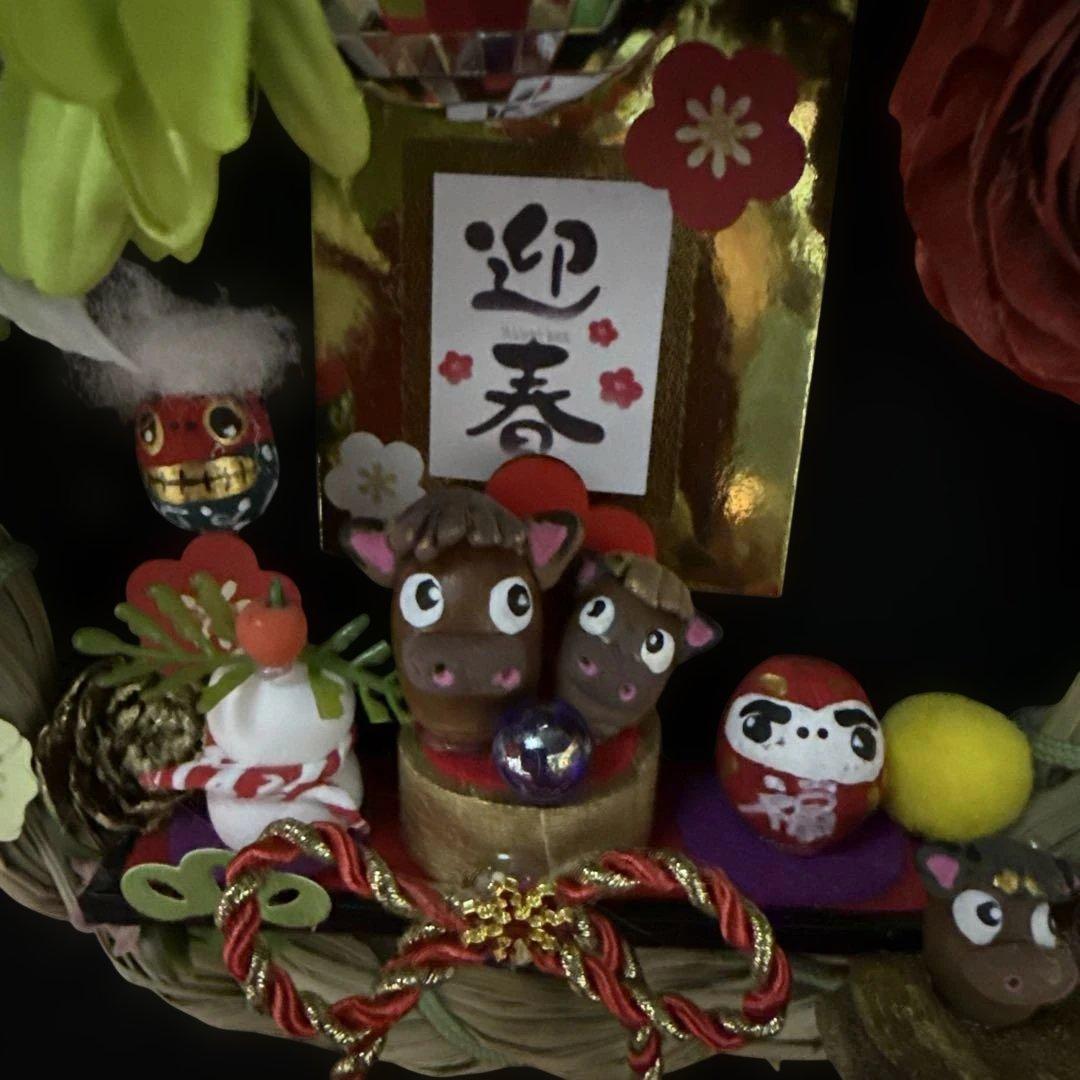 どんぐりアート♡お正月　十二支オブジェ　豪華しめ縄リース　干支乗せオブジェ♡