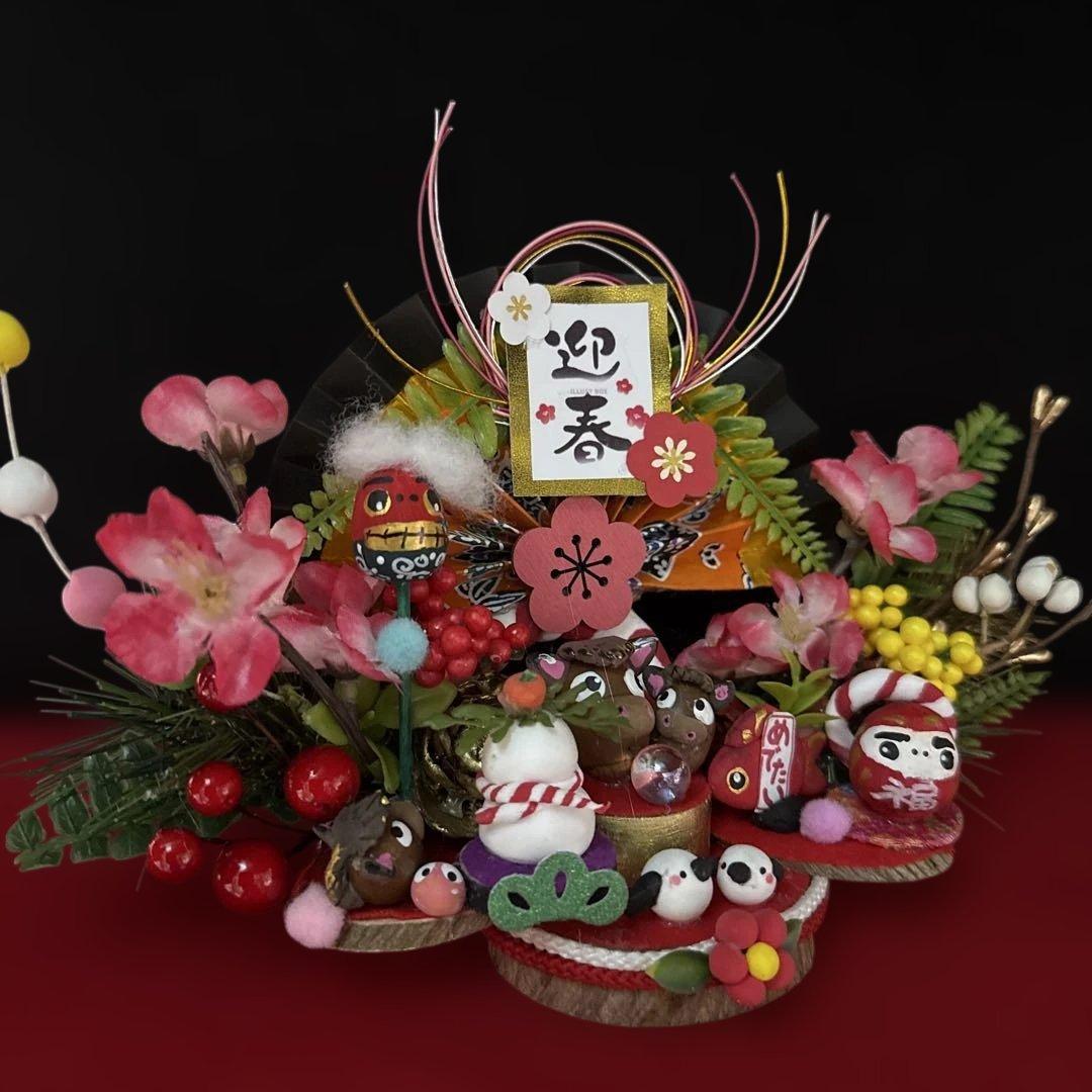 どんぐりアート♡お正月　十二支オブジェ　豪華しめ縄リース　干支乗せオブジェ♡