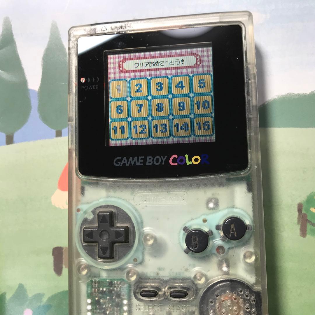 任天堂ゲームボーイカラークリ❤️新偏光板液晶ガラス製スクリーンレンズ交換済
