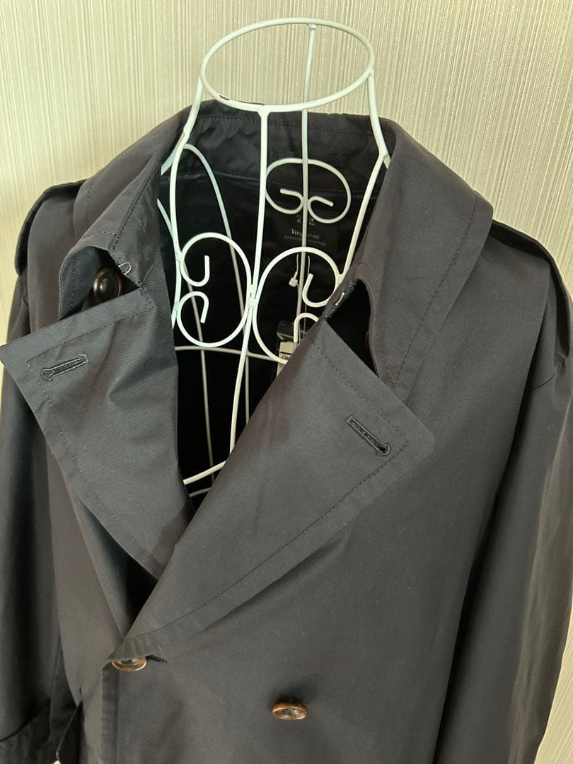 未使用タグ付 23区 ダブルブレスト トレンチコート 大きめ 48 ネイビー