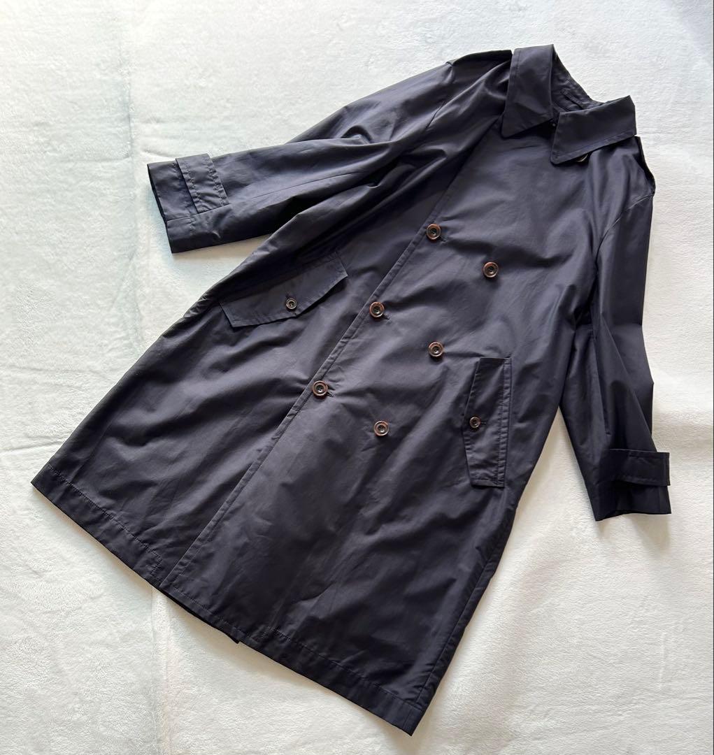 未使用タグ付 23区 ダブルブレスト トレンチコート 大きめ 48 ネイビー