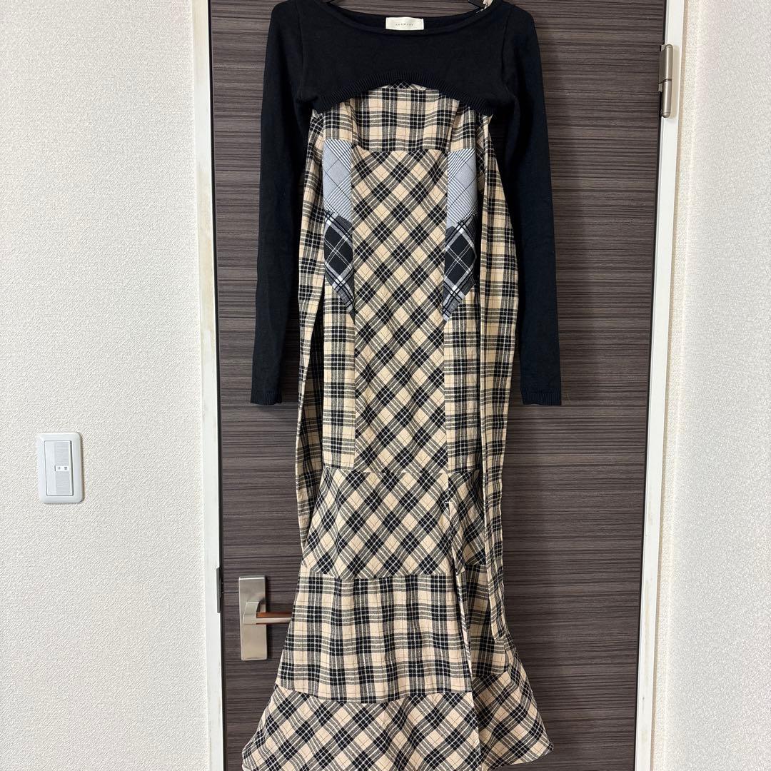 andmary Juni check dress beige Mサイズ