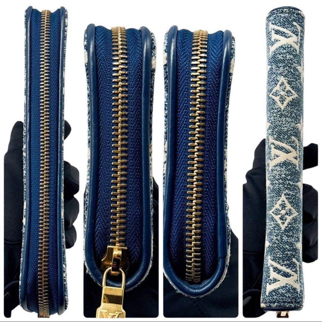 完売品 ルイヴィトン モノグラム デニム ジッピーウォレット 財布 ブルー