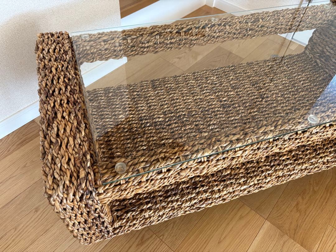 ガラステーブル ローテーブル ガラス アジアン家具 エスニック アバカ w100