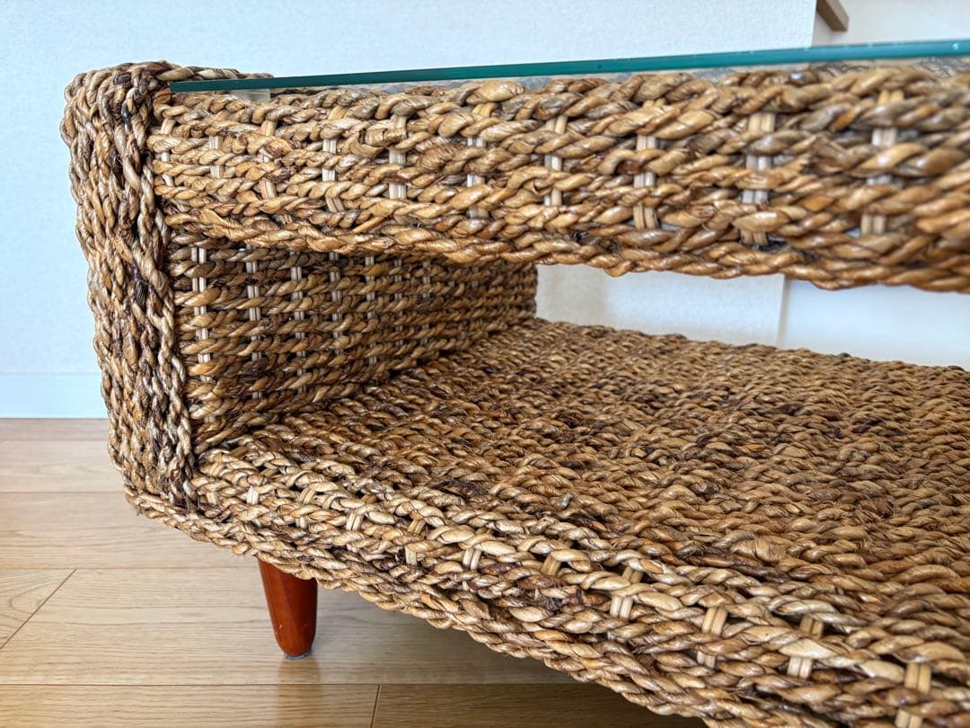 ガラステーブル ローテーブル ガラス アジアン家具 エスニック アバカ w100