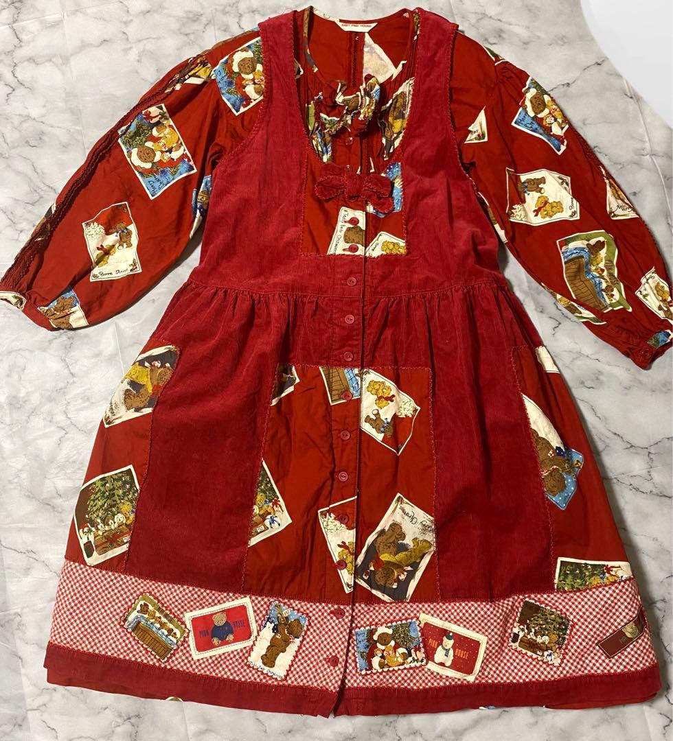 ✨baby pink house✨ワンピース＋ジャンスカ♡ くまさんクリスマス✨