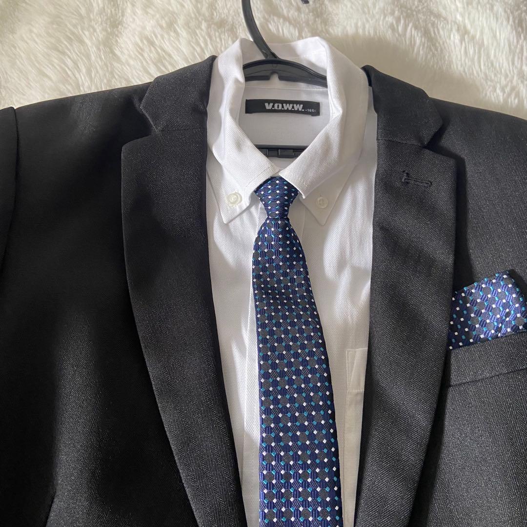 極美品★165 男の子 セットアップスーツ フォーマル 卒業式 黒　voww