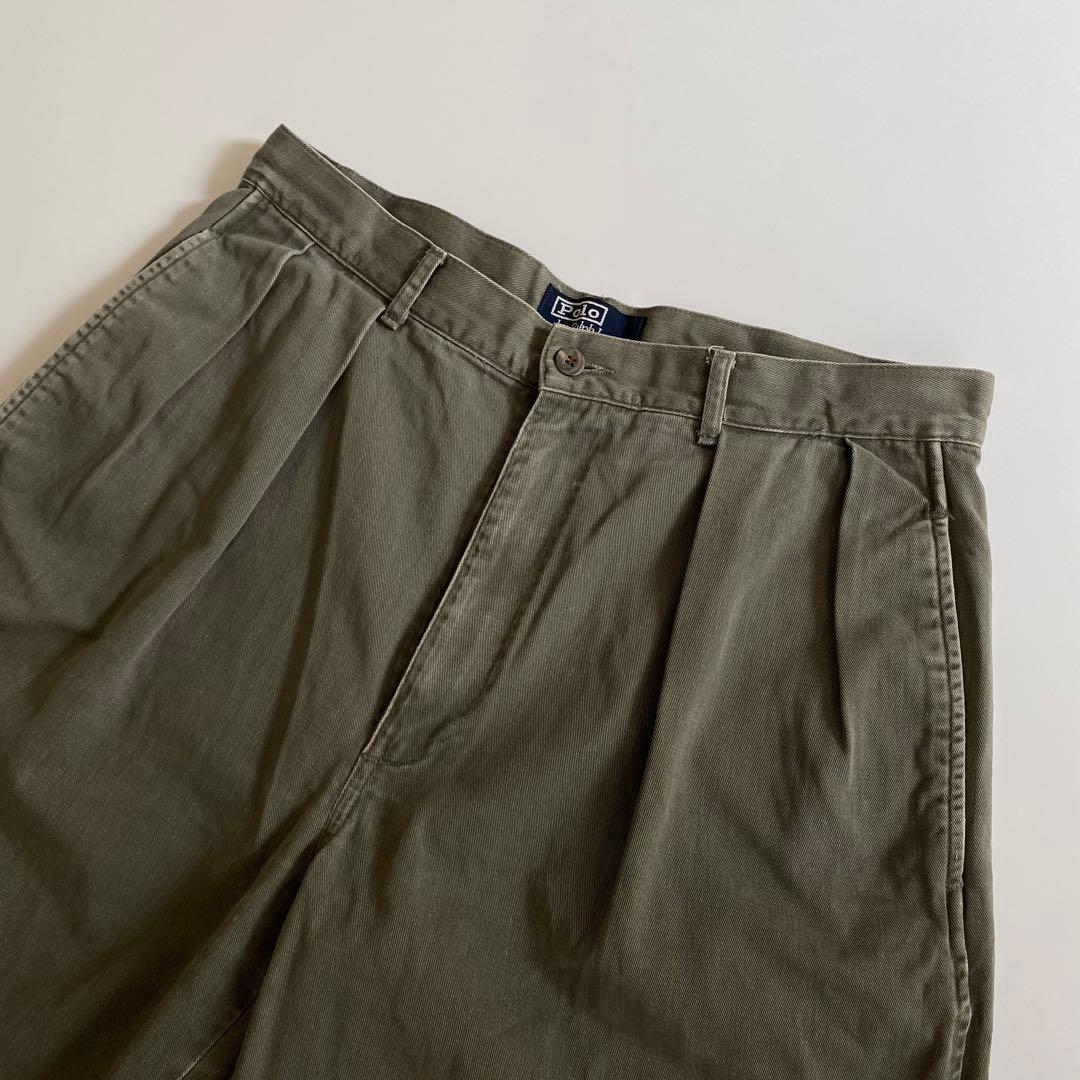 90s ポロラルフローレン ポロチノ 初期型 アンドリュー ツータック カーキ