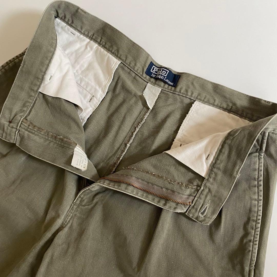 90s ポロラルフローレン ポロチノ 初期型 アンドリュー ツータック カーキ