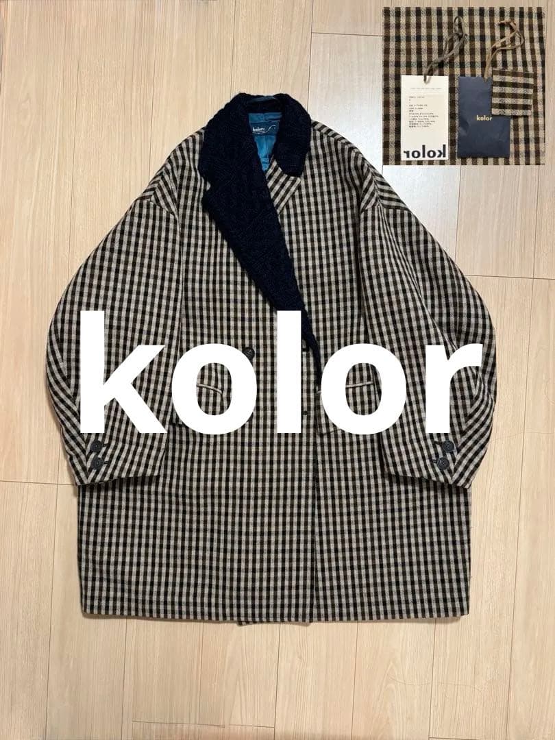 【付属品有/美品】kolor Knit-docking coat