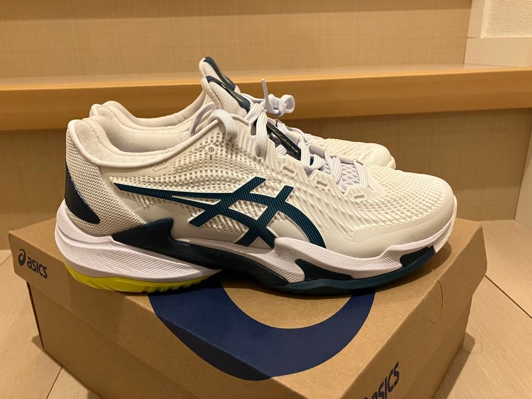 【新品未使用】ASICS テニス コートFF3 ホワイト/グリスブルー　25
