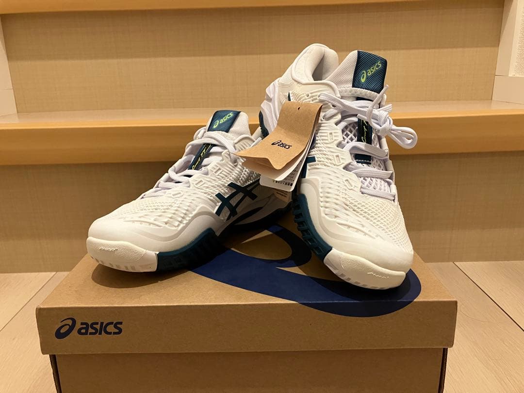 【新品未使用】ASICS テニス コートFF3 ホワイト/グリスブルー　25