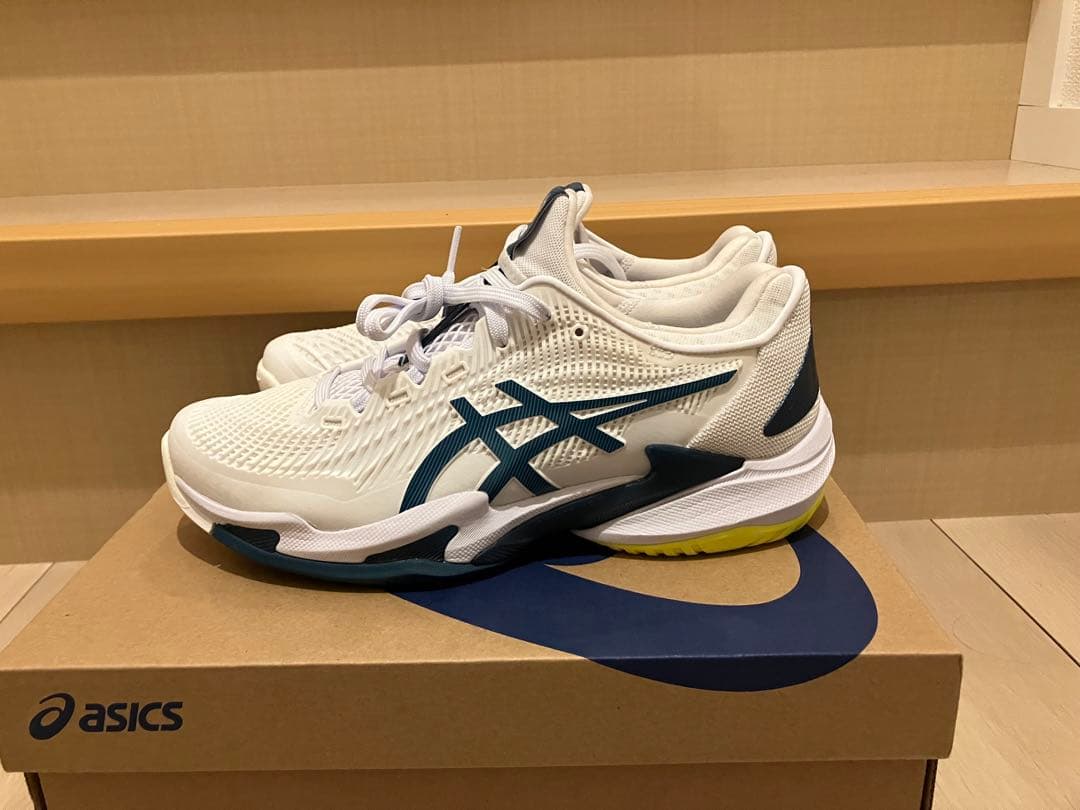【新品未使用】ASICS テニス コートFF3 ホワイト/グリスブルー　25