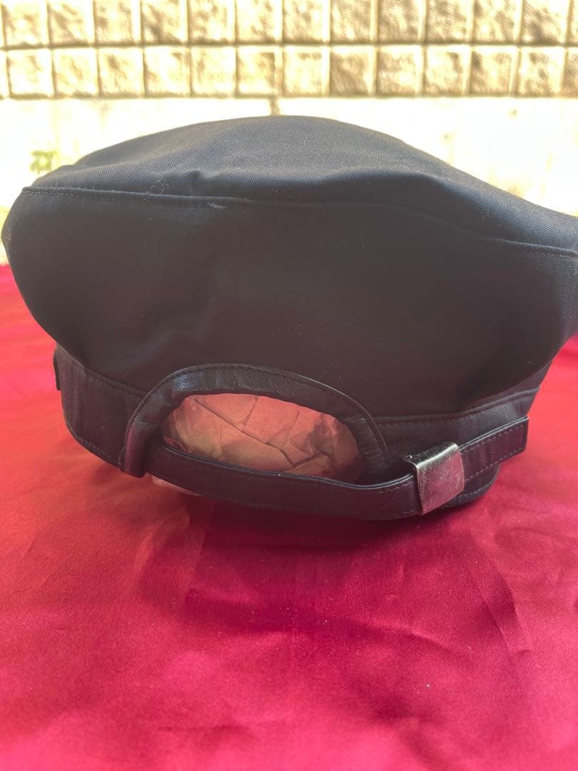 ROENキャスケットスカルレザーパッチスタッズチェーンロエン