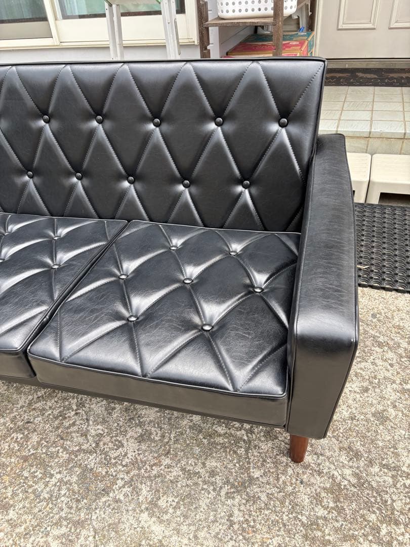 カリモク家具 カリモク60 ロビーチェア ソファ 3人掛け 革張り オットマン付