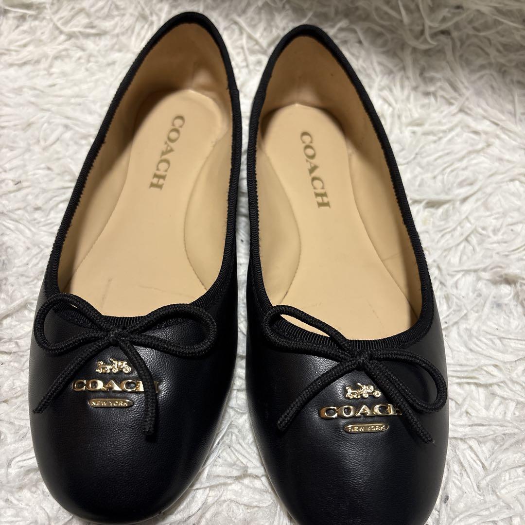 COACH コーチ バレエシューズ フラットシューズ 黒 5C レザー