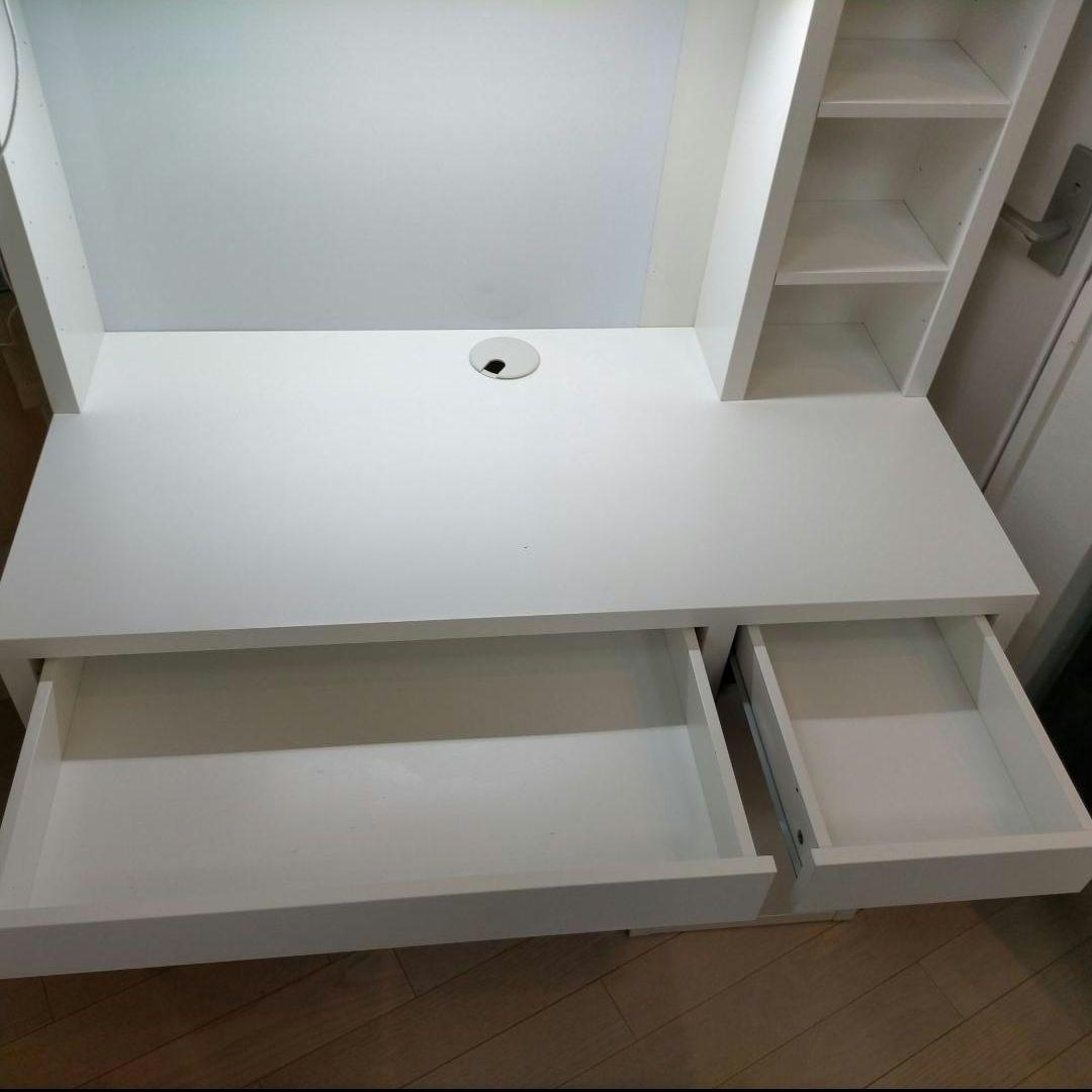 IKEAイケアミッケ学習机ホワイトDIYカスタム 追加ユニット LEDライト付き