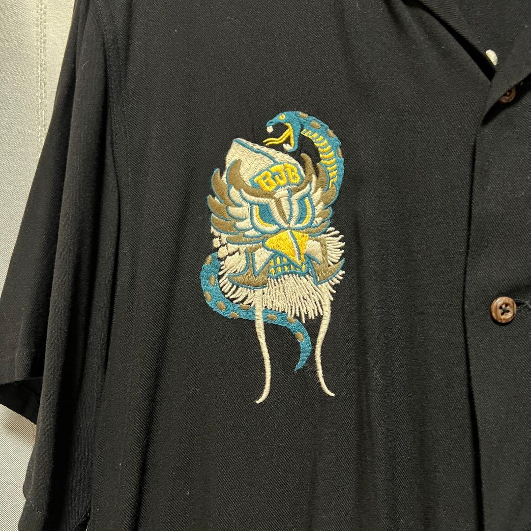 希少 ルードギャラリー 刺繍 ボウリングシャツ ロッキンジェリービーン