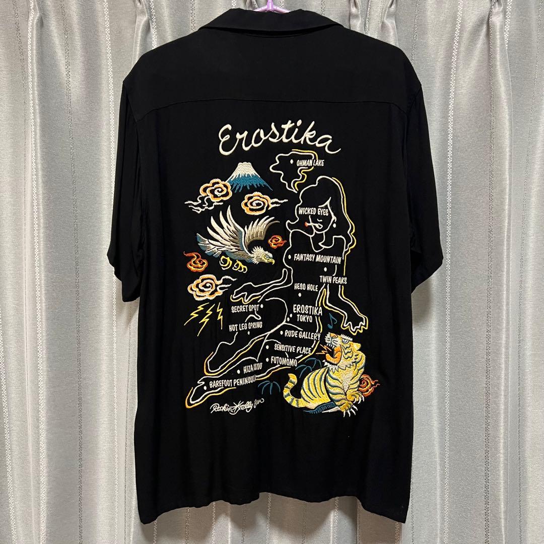 希少 ルードギャラリー 刺繍 ボウリングシャツ ロッキンジェリービーン