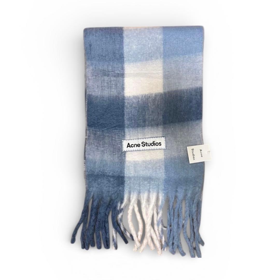 未使用タグ付 Acne Studiosモヘア混チェックマフラー定価51,700円
