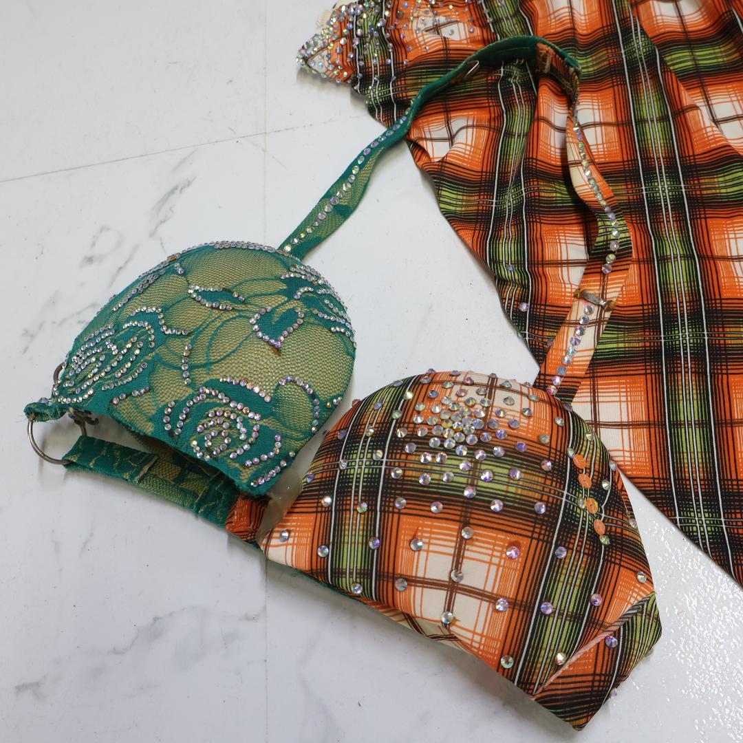 【希少! ベリーダンス用衣装 エジプト製】HISHAM OSMAN チェック柄