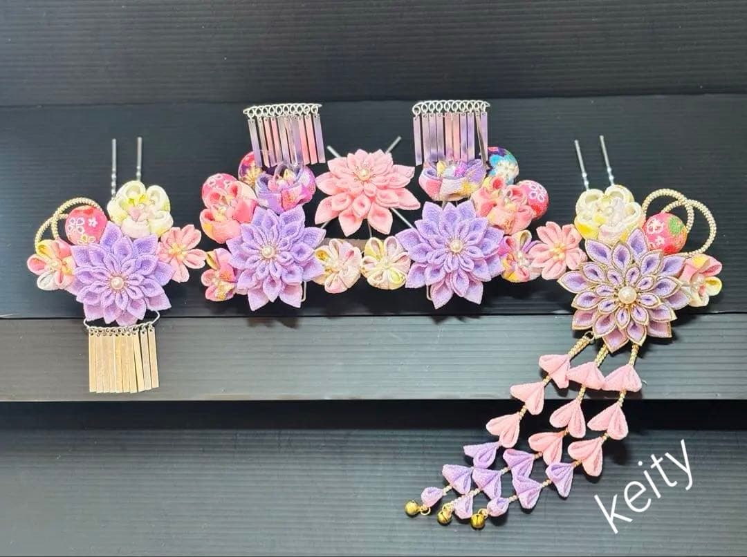 テリィさま専用 七五三髪飾りセット薄藤色 ×桜色7-29