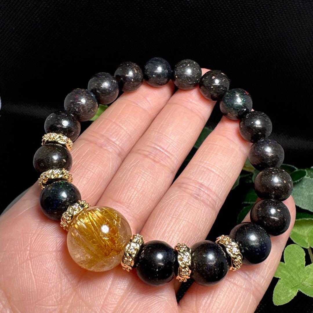 タイチンルチルクォーツ　マトリックスオパール（10ミリ）ブレスレット