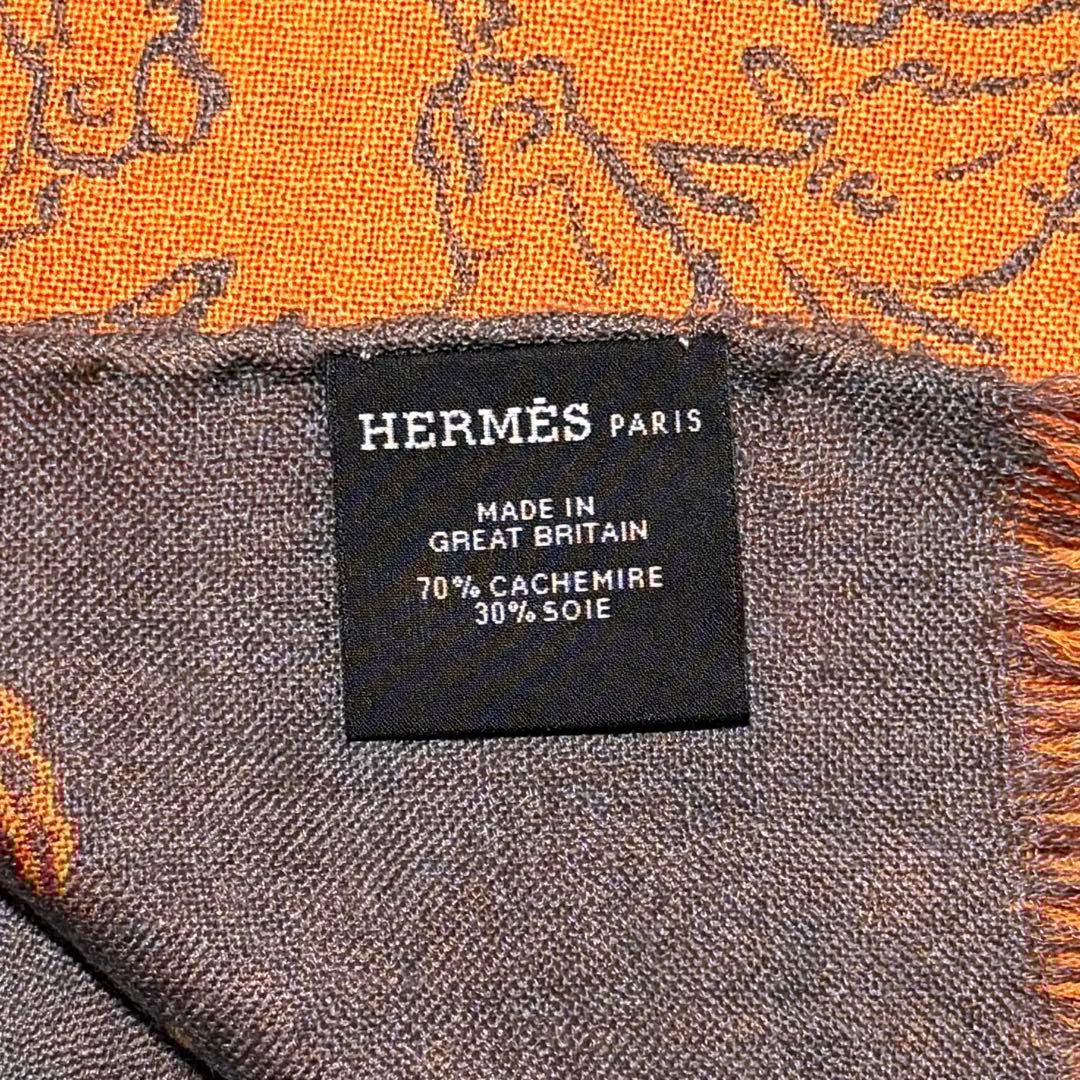 エルメス HERMES ストール　馬柄　リバーシブル　カシミヤ　シルク