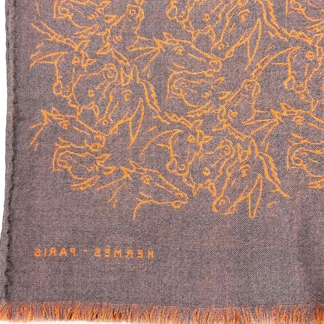 エルメス HERMES ストール　馬柄　リバーシブル　カシミヤ　シルク