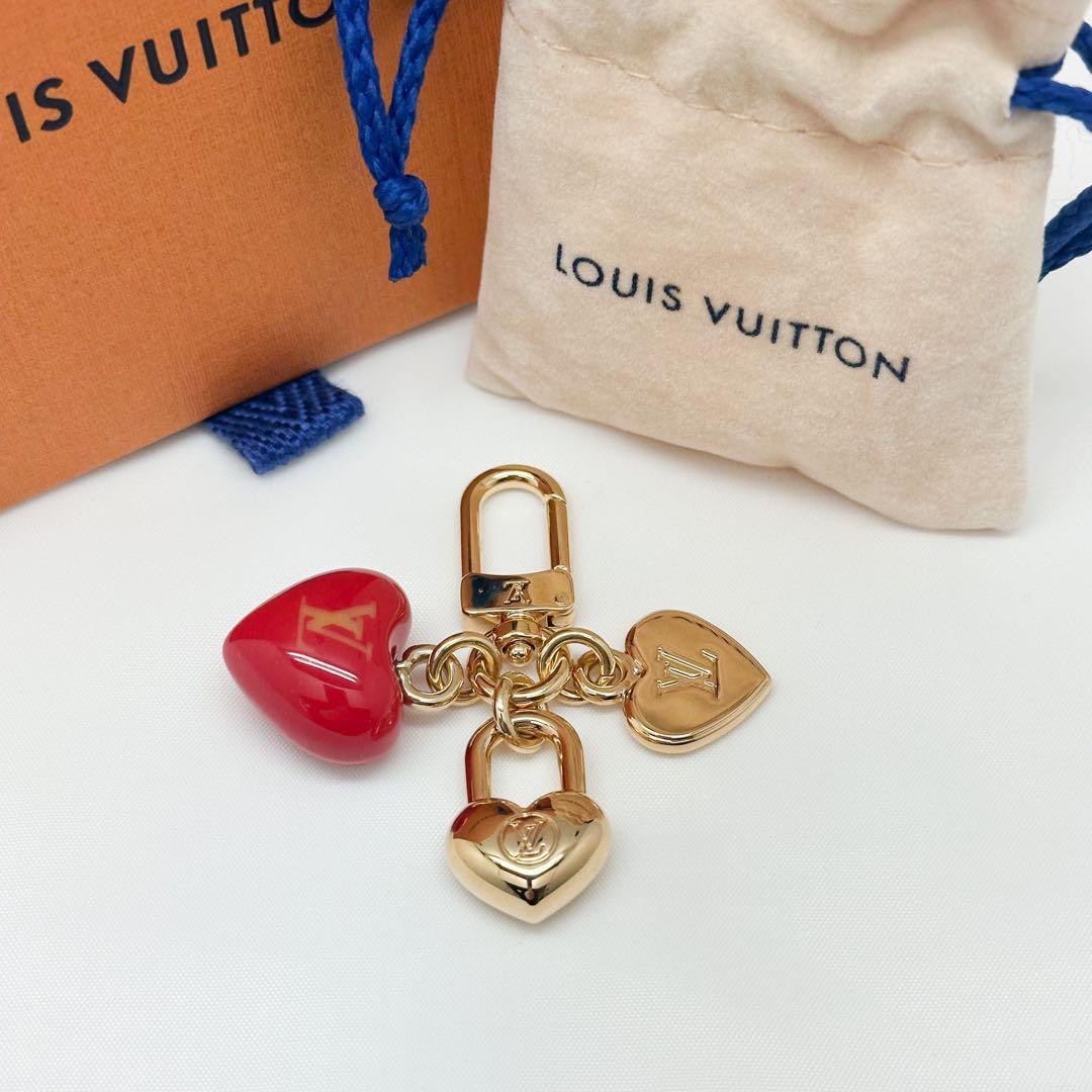 新品ルイヴィトンマイクロチャームＬＶハートM02511レッド ゴールド