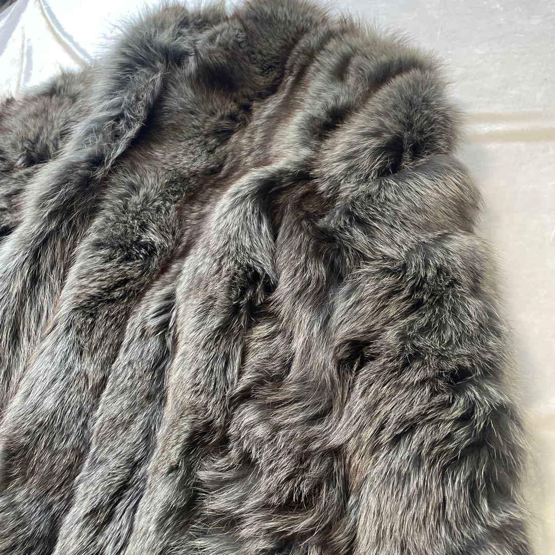 ファーコート　フォックス　シルバー　肉厚　グレー