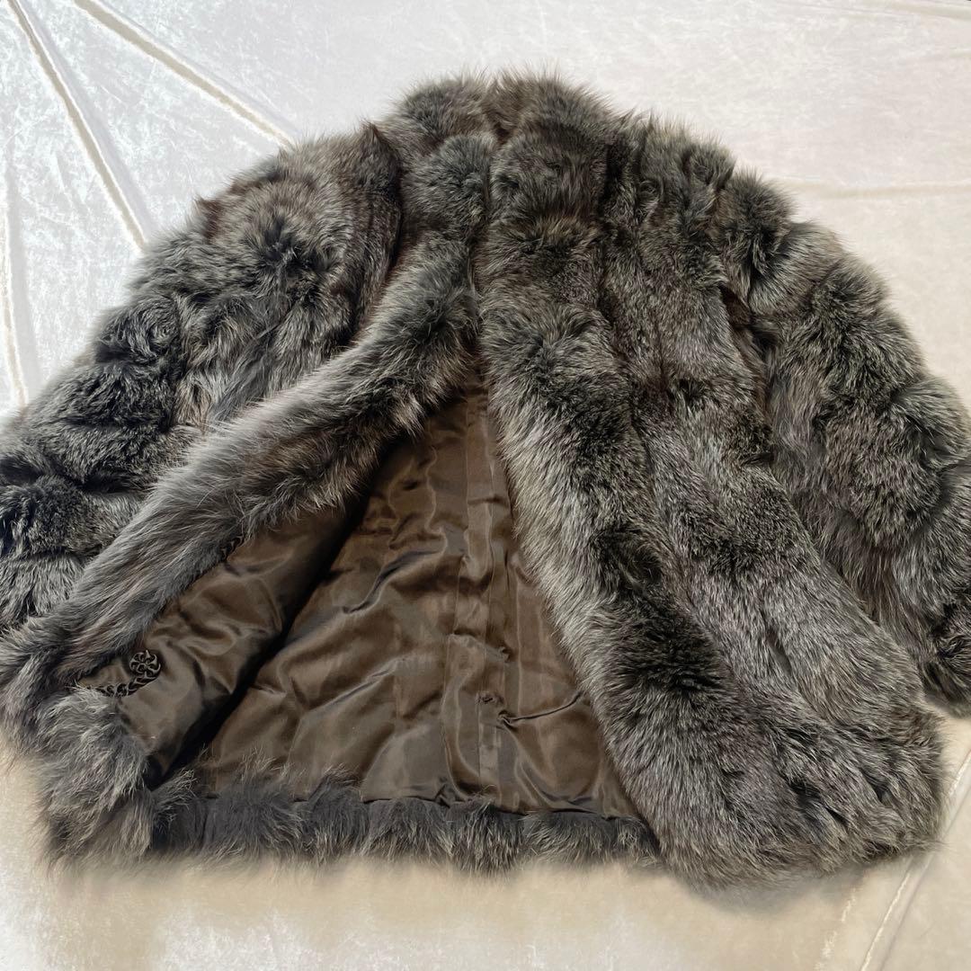 ファーコート　フォックス　シルバー　肉厚　グレー