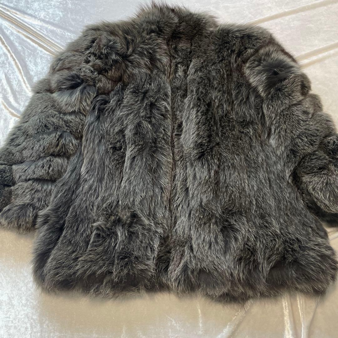 ファーコート　フォックス　シルバー　肉厚　グレー