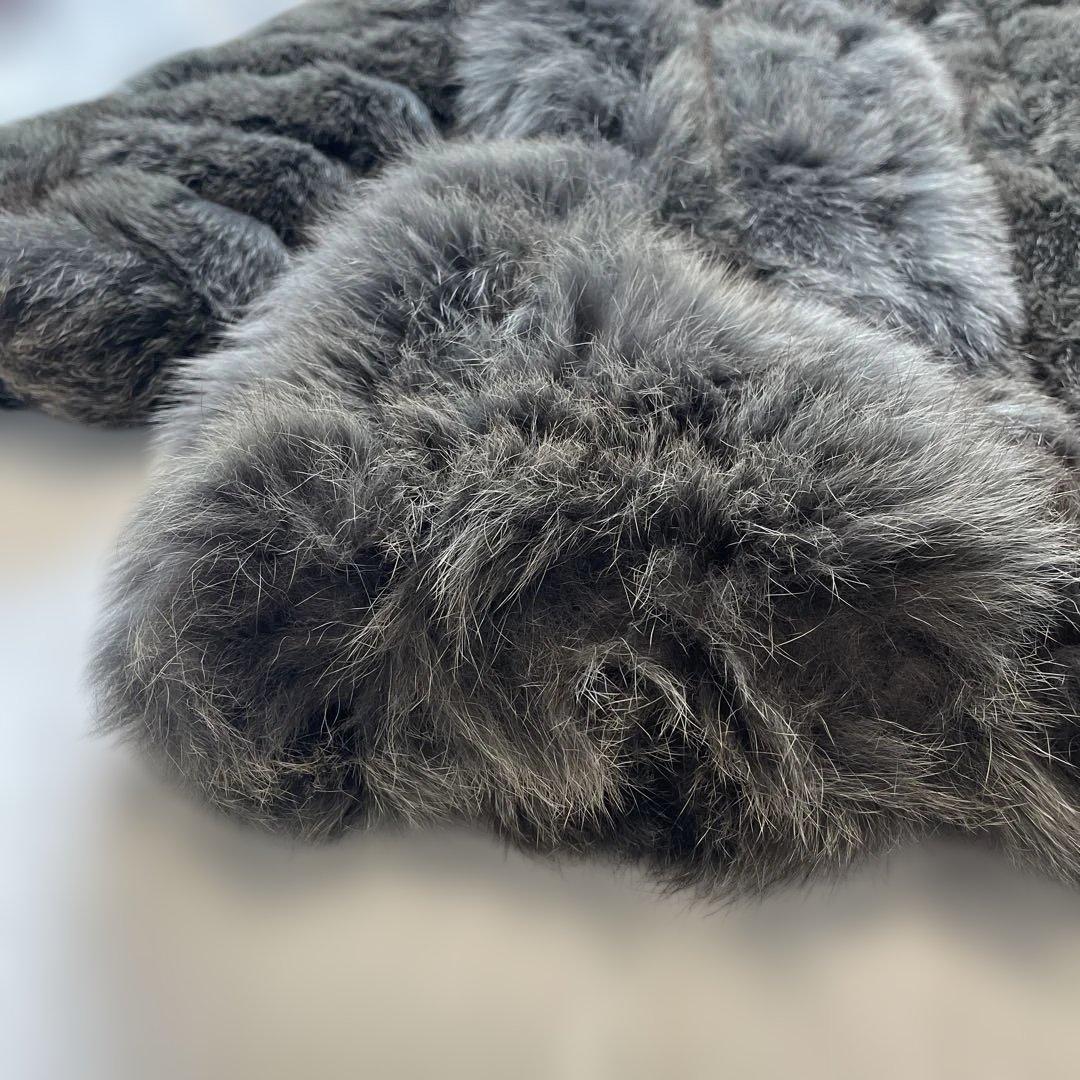 ファーコート　フォックス　シルバー　肉厚　グレー