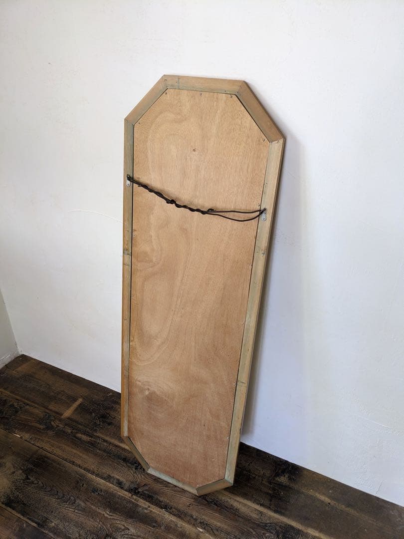 ツートーンのデザイン姿見　八角形　スタンドミラー