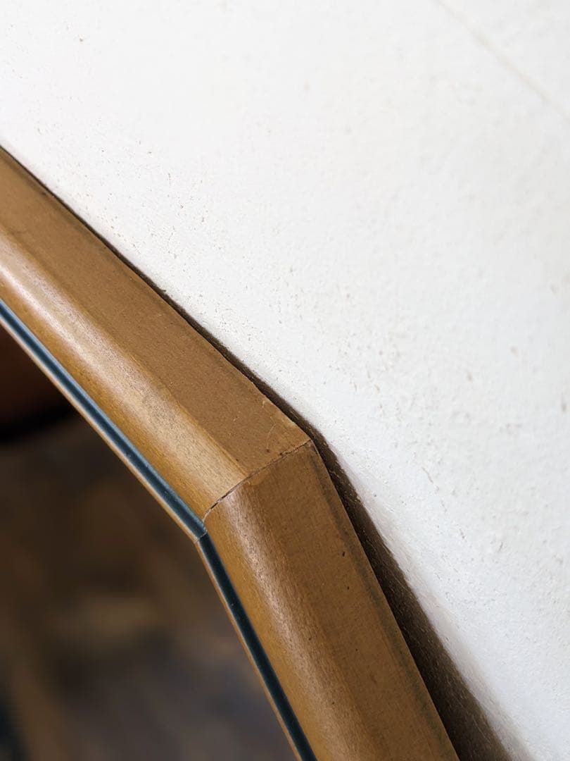 ツートーンのデザイン姿見　八角形　スタンドミラー