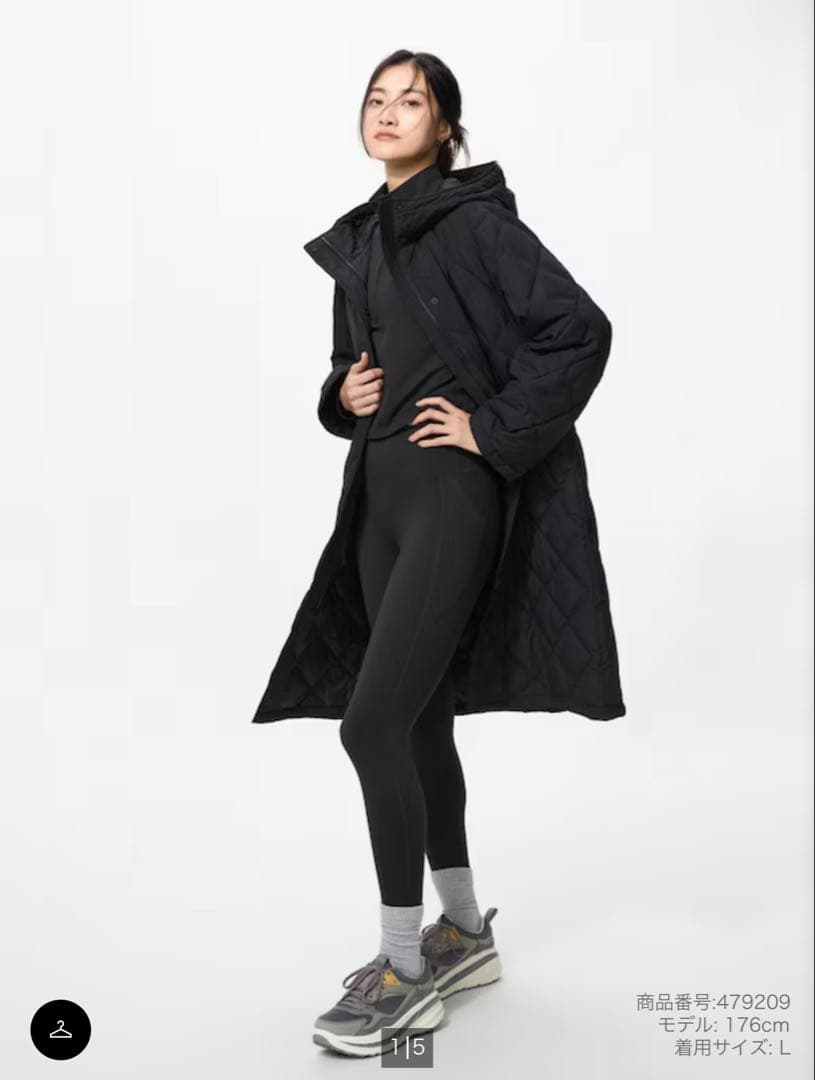 ユニクロ パフテックロングコートリラックスフィット ブラック Mサイズ 新品