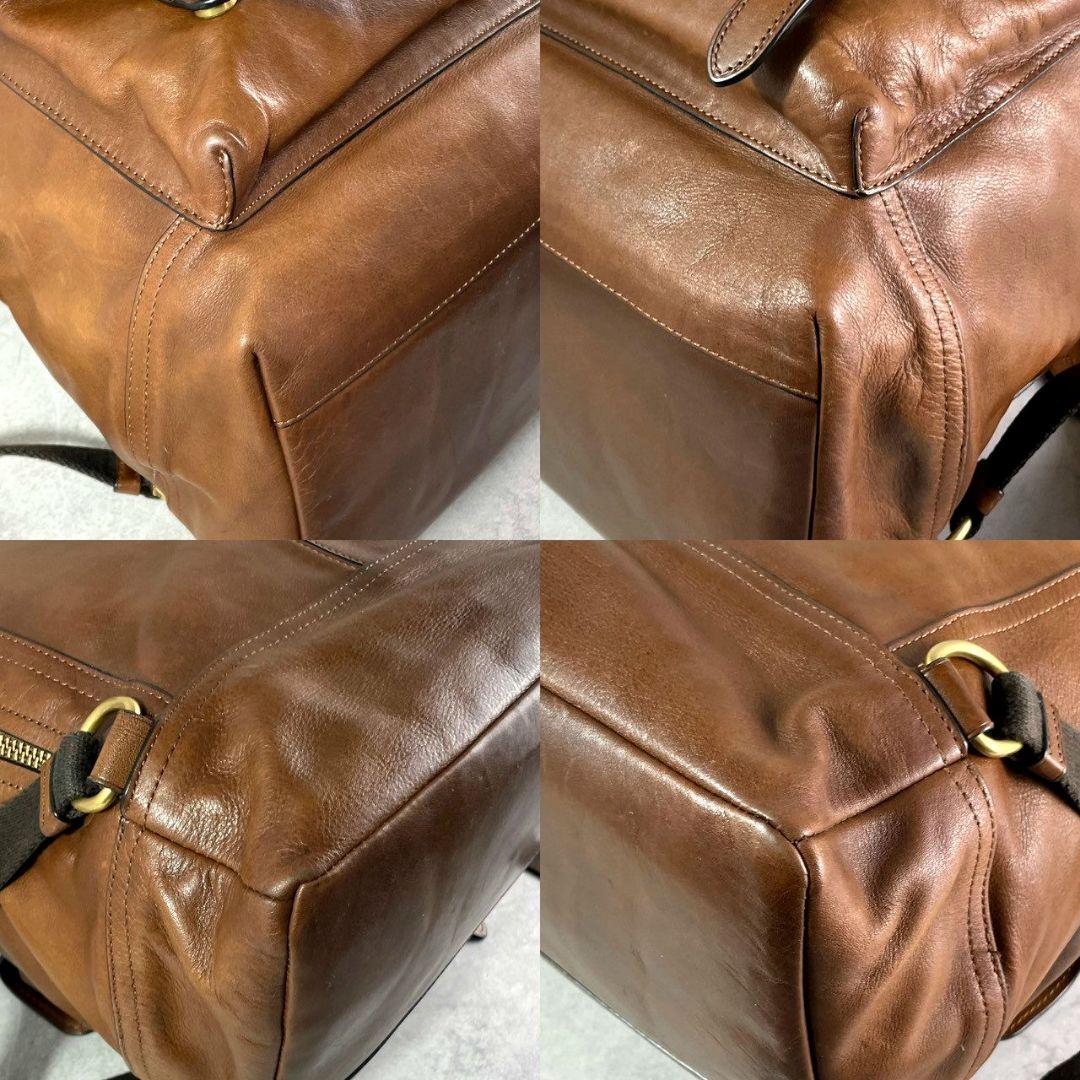 極美品 コーチ ブリーカー バックパック ビジネスバッグ A4可 レザー 茶