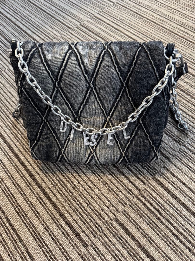 DIESEL デニム　キルティングショルダーバッグ グレー