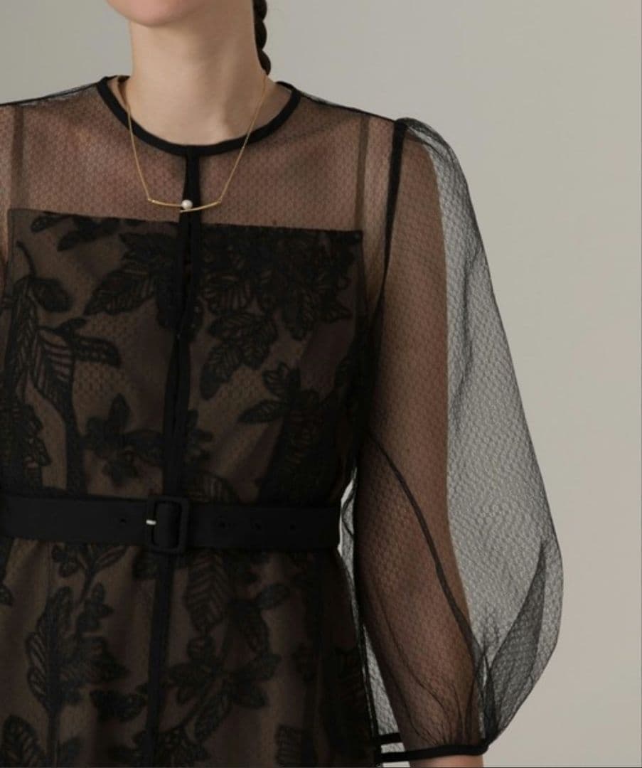 美品✨Leja チュールパイピングワンピース　２点セット　ブラック系　М