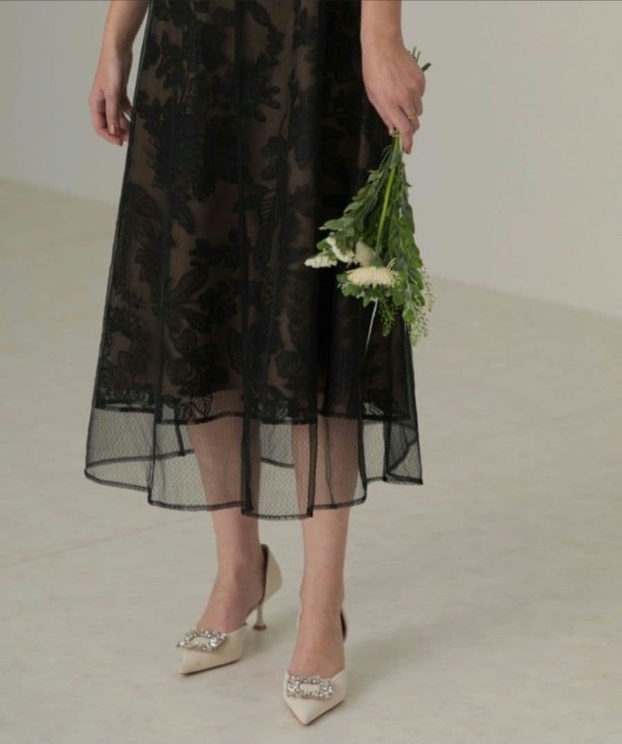 美品✨Leja チュールパイピングワンピース　２点セット　ブラック系　М