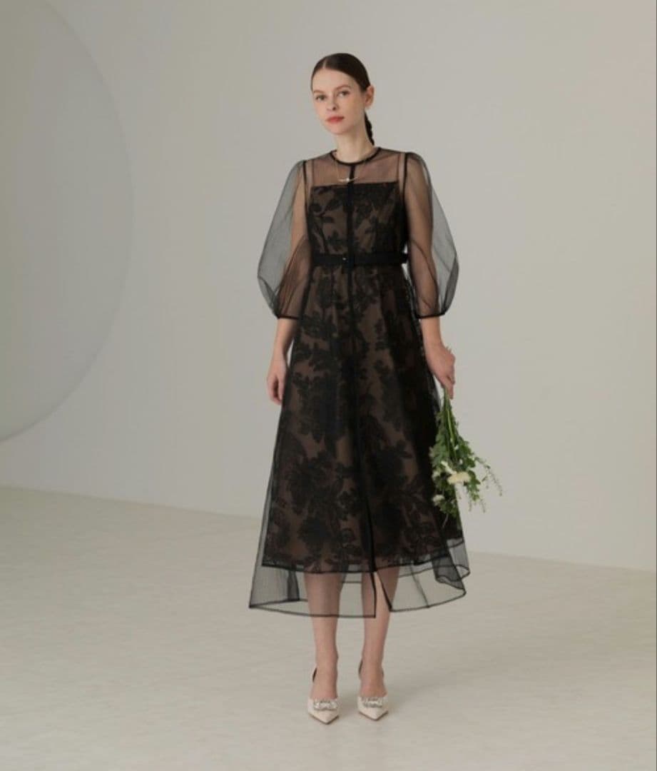 美品✨Leja チュールパイピングワンピース　２点セット　ブラック系　М